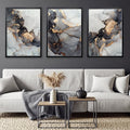 Luxury Abstract Grey & Gold Wall Frame Set of 3