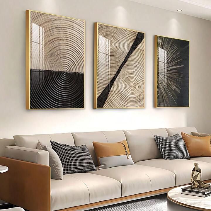 Luxury Black White Gold Wall Art Set of 3pcs