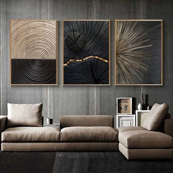 Modern Black & Gold Wall Frame Set of 3