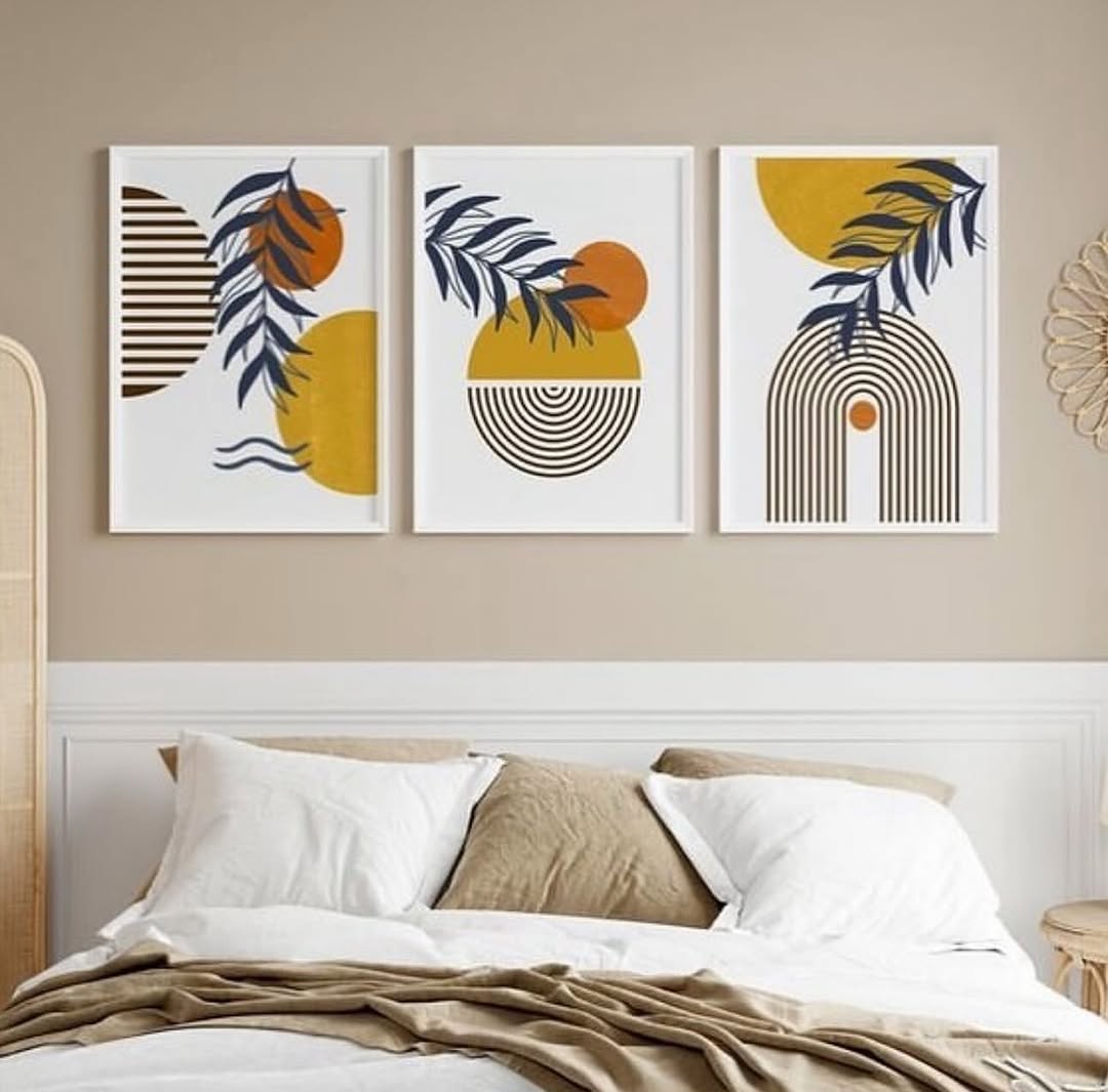 Boho Abstract Geometric Wall Art Set of 3