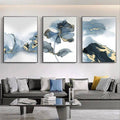 Luxury Abstract Blue Triptych Wall Art set of 3