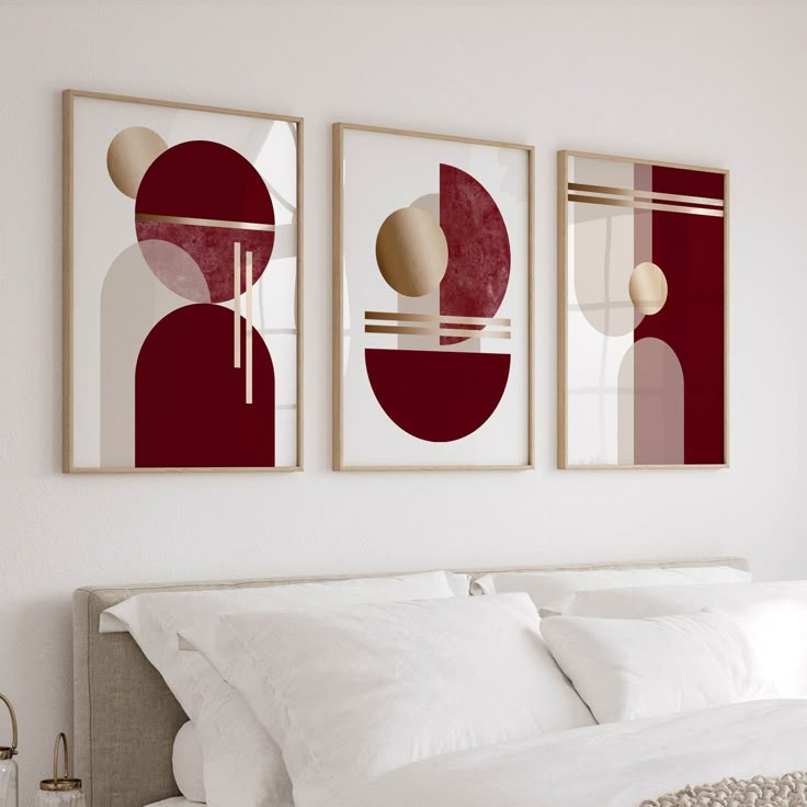 Modern Geometric Triptych Wall Art set of 3