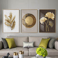 Golden Botanical Wall Art Set of 3