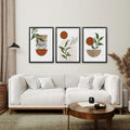 Earth Tone Green Leaves Potted Wall Art Set of 3