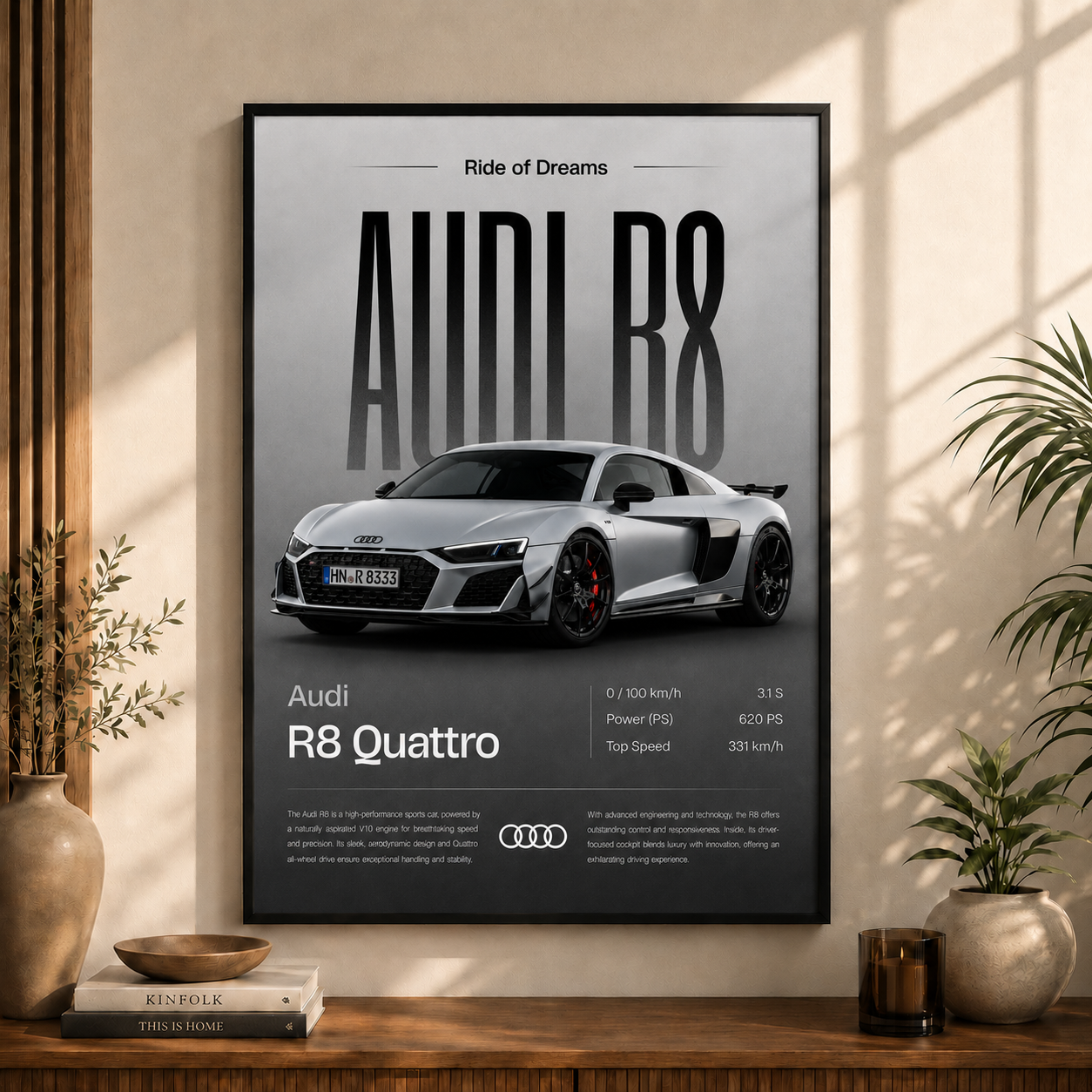 R8 Quattro | Premium Supercar Wall Art