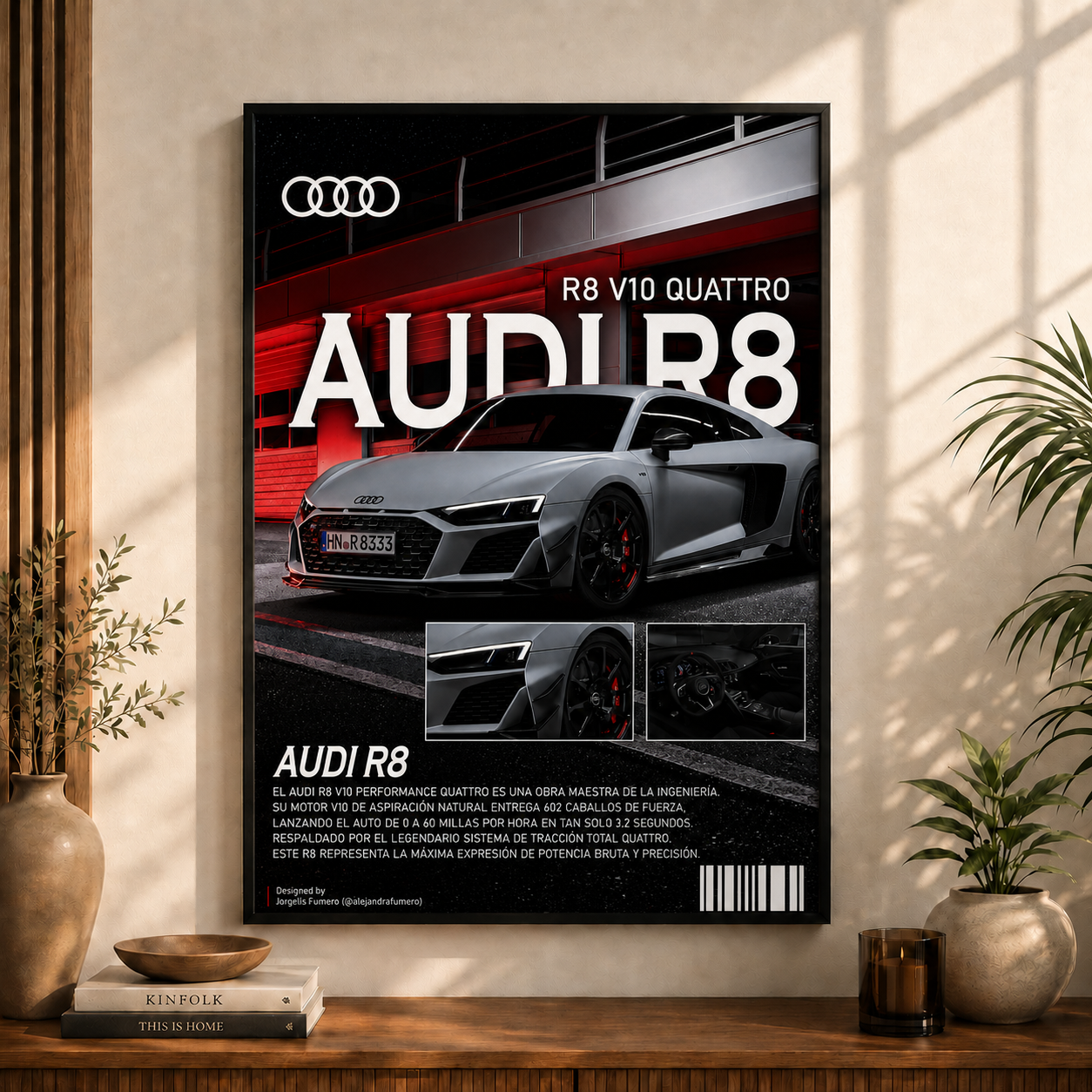 R8 Night Run | Premium Car Wall Art