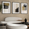 Set of 3 Luxury Framed Gold Foil & Ink Horizon design