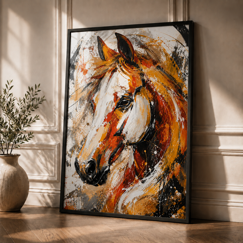 Golden Spirit | Abstract Horse Wall Art