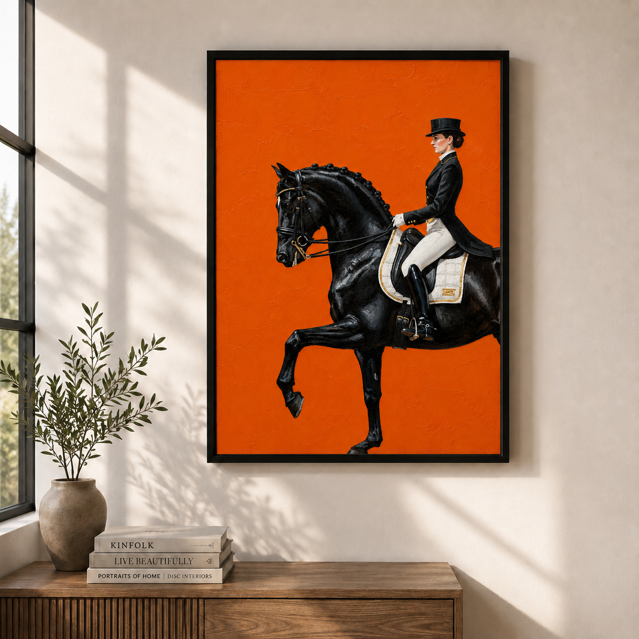 Dressage in Vermillion™ | Premium Equestrian Wall Art