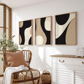 Chocolate Earth Geometric Abstract Wall Art - Set of 3 Wall Framed Prints