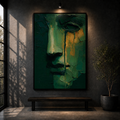 Emerald Silence | Abstract Face Wall Art