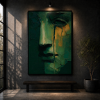 Emerald Silence | Abstract Face Wall Art