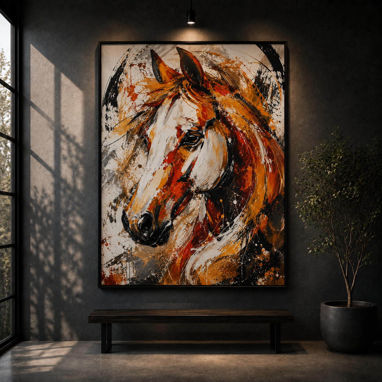 Golden Spirit | Abstract Horse Wall Art