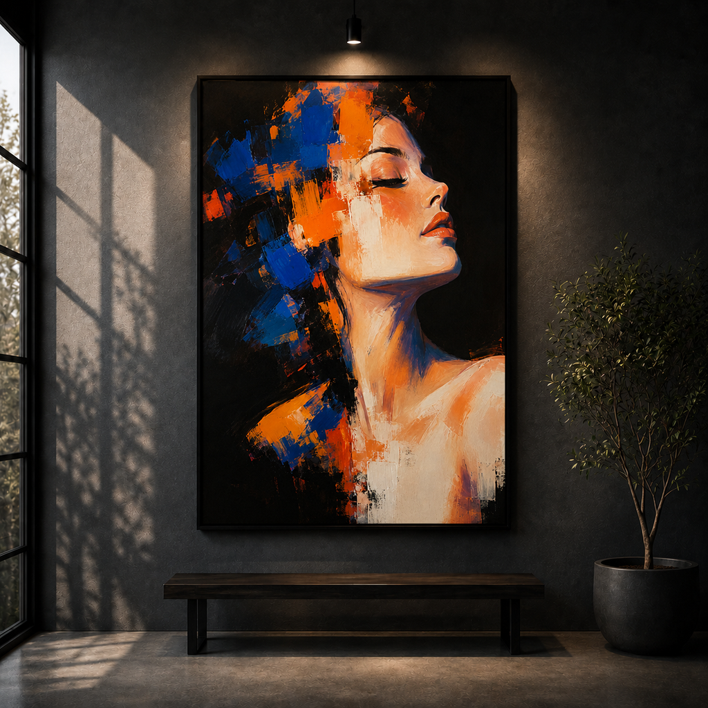 Blue Flame | Abstract Female Portrait Wall Art