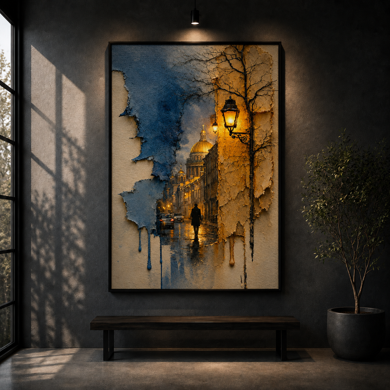 Golden Streets | Urban Abstract Wall Art