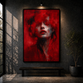 Crimson Emotion | Red Abstract Portrait Wall Art