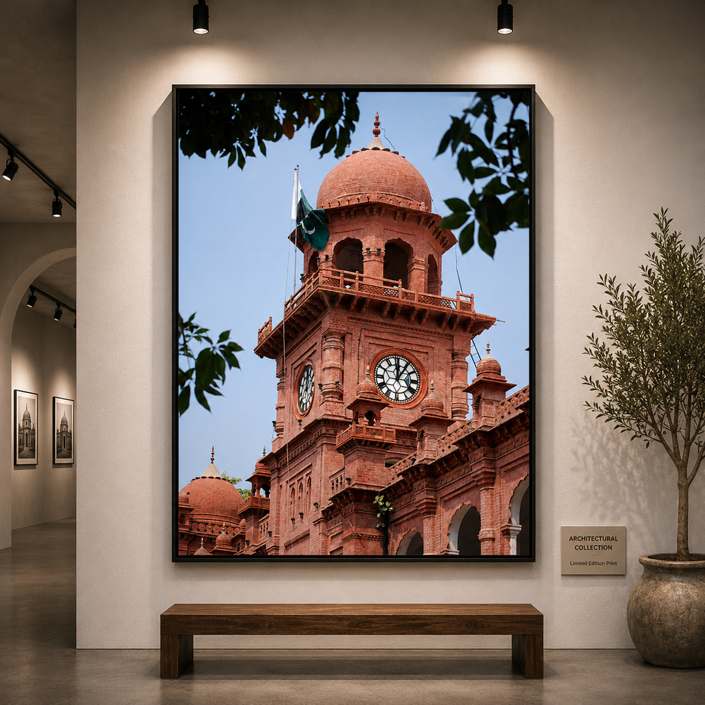 The Red Legacy | Lahore Museum Clock Tower Wall Art