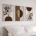 Wall Art with Gold Foil & Botanical Leaves Set of 3