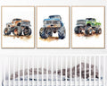 Set of 3 Rustic Car Prints for Kids' Room & Nursery Decor