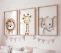 Watercolor Safari Baby Animals Set of 3